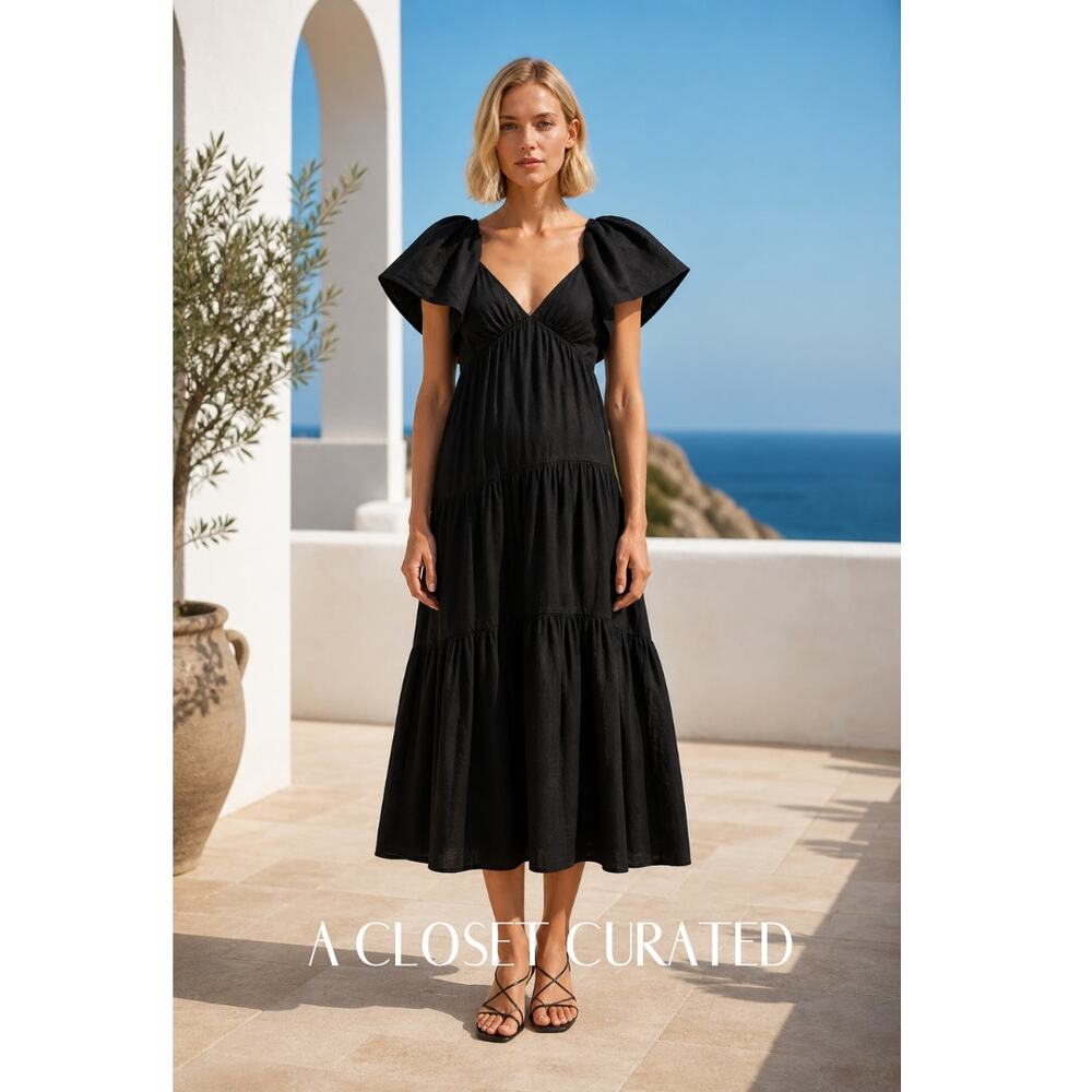 La Ligne Stella Maxi Dress Medium Black NEW